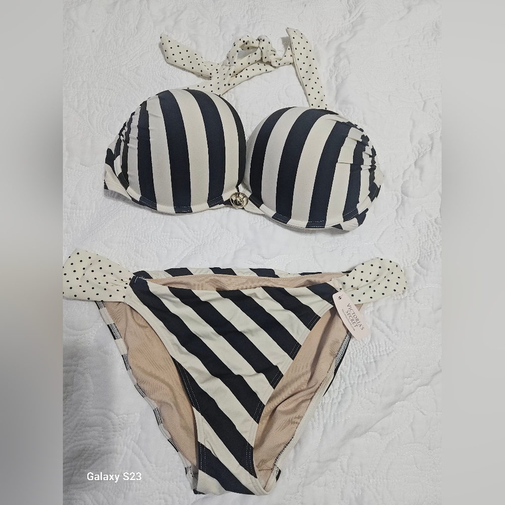 Victoria's Secret Black and White Striped Bikini